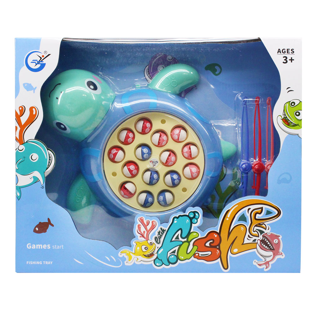 Fishing Game Dino/Frog & Tostoise/Turtle (Random Character) Toy Set with  Fish & Fishing Poles & Rotating Board with Music - Mamas n Babas