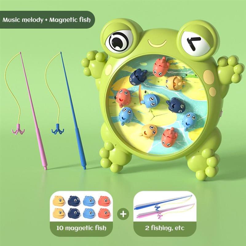 Fishing Game Dino/Frog & Tostoise/Turtle (Random Character) Toy Set with  Fish & Fishing Poles & Rotating Board with Music - Mamas n Babas