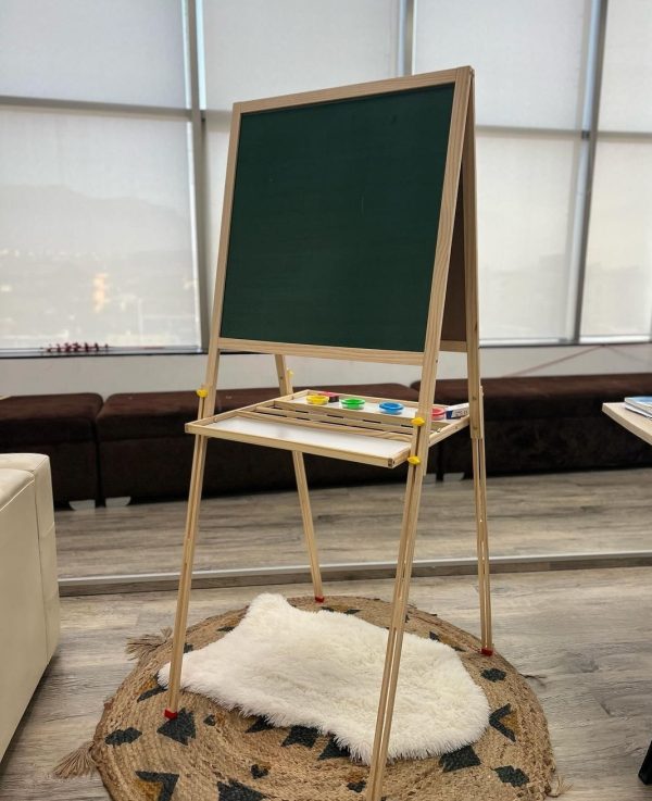 KIDS DOUBLE SIDED MAGNETIC LEARNING AND DRAWING BOARD EASEL 2 IN 1
