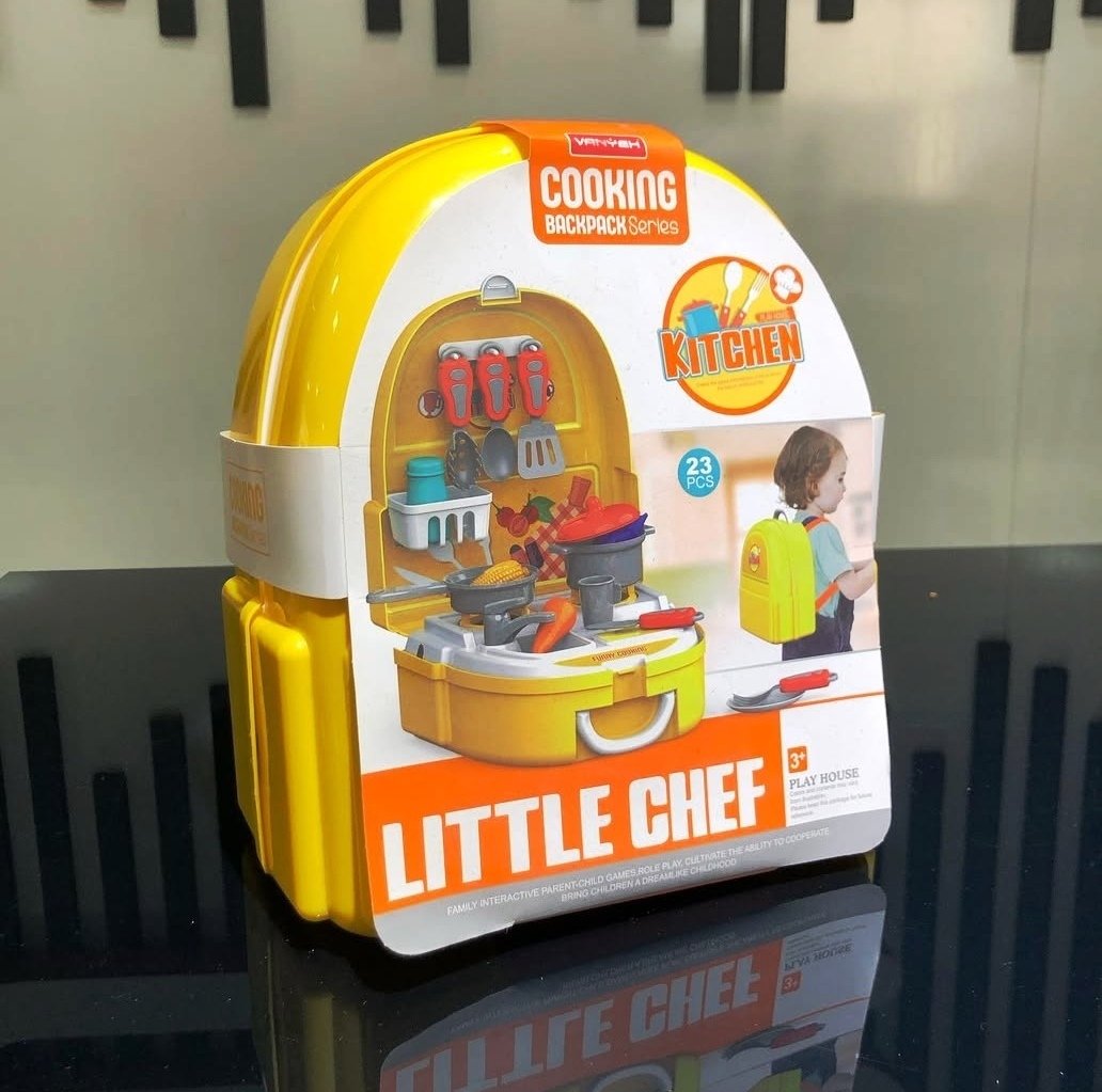 Kids Little Chef Cooking Backpack Kitchen Set Toy With Carry Case & Accessories